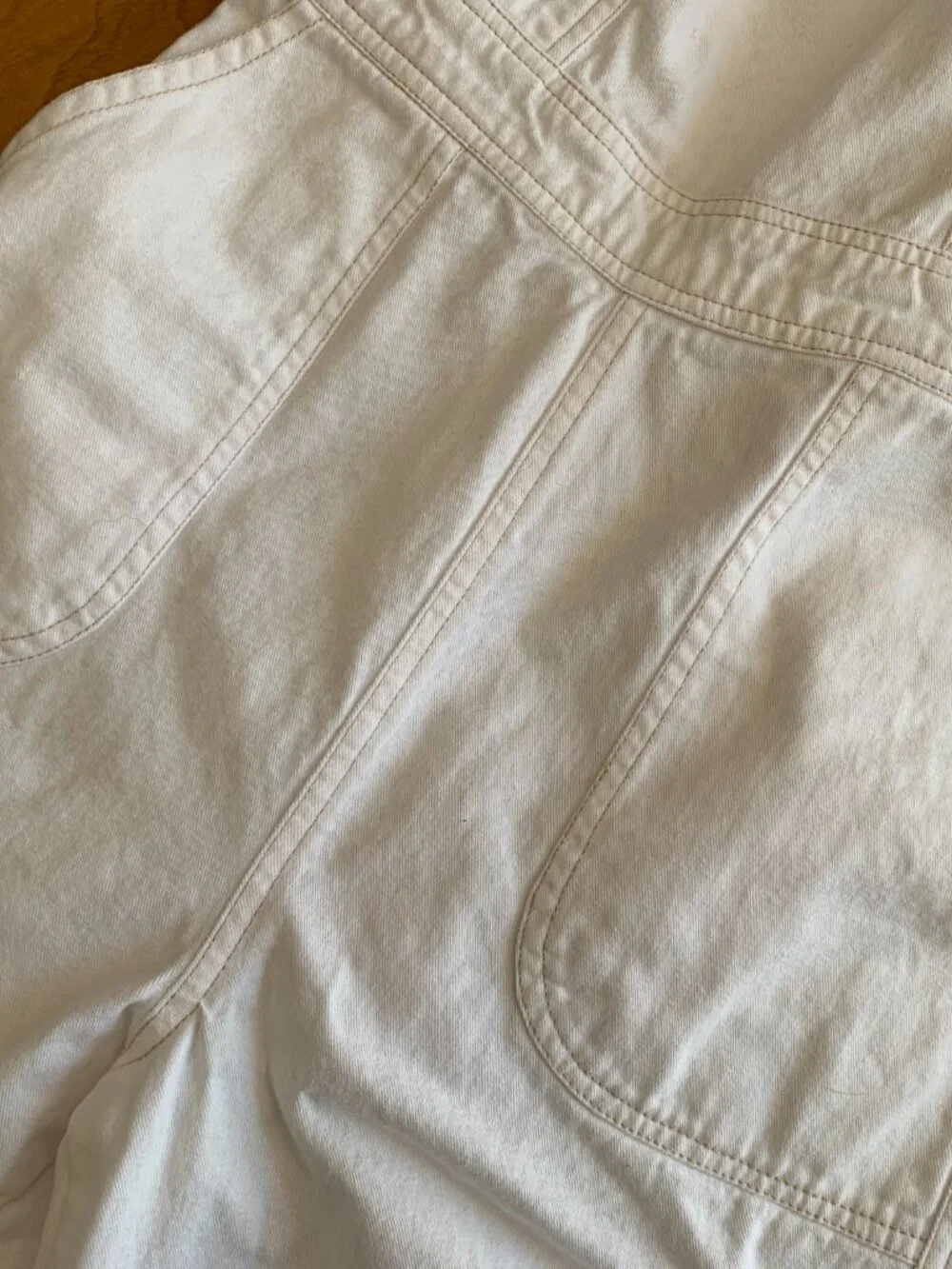 White Denim Jumpsuit Romper Overalls Womens Small - Picture 12 of 13